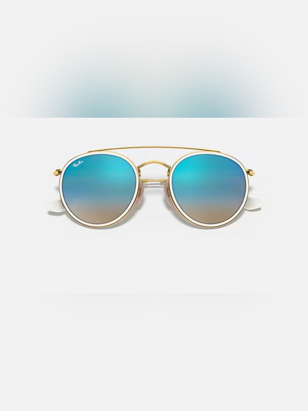 Ray-Ban Gold Frame Blue to Peach Gradient Round Sunglasses - Women - Picture 2 of 4